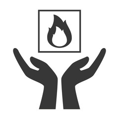 hands with flammable package icon silhouette. vector illustration