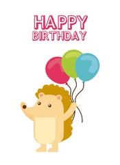 animal cute birthday party celebration vector illustration design