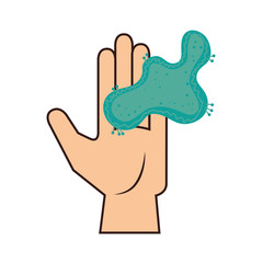 human hand with bacteria germs. colorful design. vector illustration