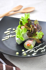 Vegetables Roll on Black Plate