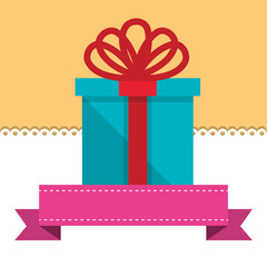 gift box with pink ribbon. colorful design. vector illustration