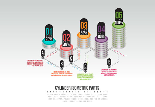 Isometric Cylinder Parts  Infographic