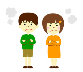 喧嘩する男の子と女の子