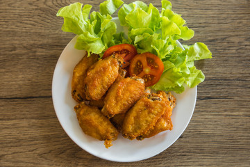Fried chicken wings. The traditional food of Thailand.