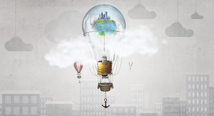 Aerostats flying high . Mixed media