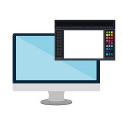 monitor computer with graphic design creative program. vector illustration