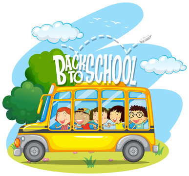 Children riding on yellow school bus