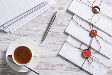 Letters with seal on table
