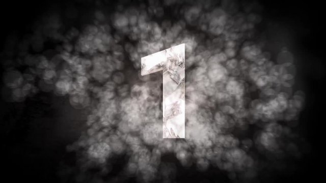 Countdown animation from 5 to 0 with earth and ice element effect background to frozen the number used for cinematic introduction title