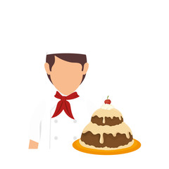 avatar bakery chef and birthday cake sweet dessert. vector illustration