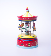 carousel horses or classic carousel horses on background. © heinteh