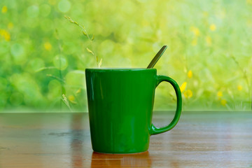 Coffee cup on a wooden table