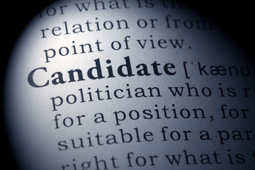 Dictionary definition of candidate