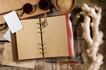 Ginger root and note pad