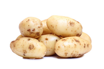 Raw potatos vegetable on white background