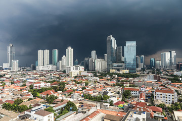 Fototapeta na wymiar Storm over Jakarta city