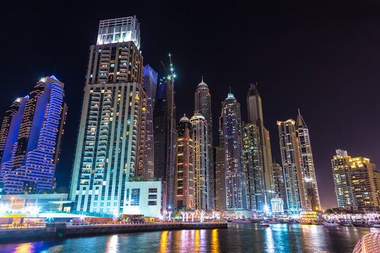 Dubai marina at night