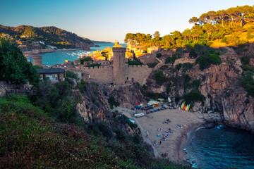 Fototapeta na wymiar View of the hilly coast of the town of Tossa de Mar, Spain