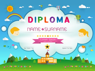 Naklejka premium Certificate kids diploma