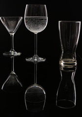 three glasses' reflection