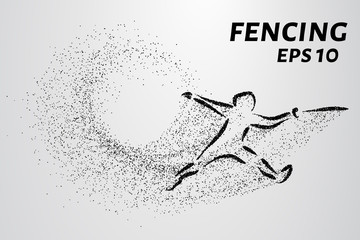 Fencing of the particles. Sketch of fencing circles drifting with the wind. Vector illustration