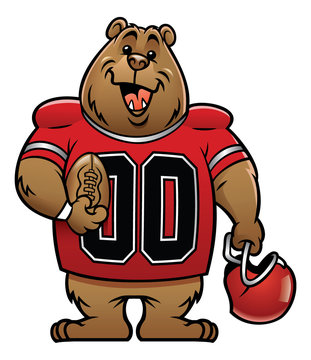 bear cartoon football mascot