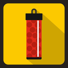 Red pack with paintball bullets icon in flat style on a yelllow background vector illustration