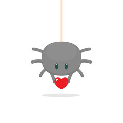 Spider with heart cartoon vector