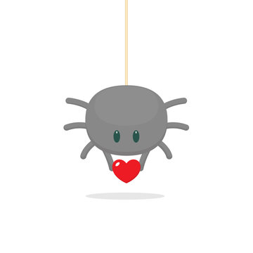 Spider with heart cartoon vector