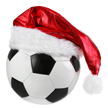 fußball & weihnachten - freigestellt auf weissem hintergrund