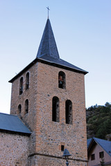 Fototapeta na wymiar Campanario de la iglesia de la asunción de Panticosa, Huesca (España) (Viajes, Europa, España)