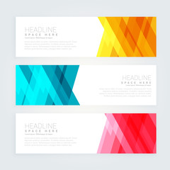 abstract banners set with geometric shapes