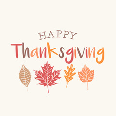 Thanksgiving card with autumn leaves. Editable vector design. - 122711983
