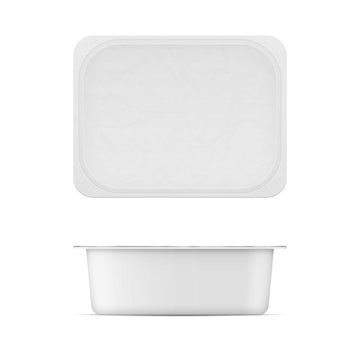 White Plastic Tub Template For Dairy Products.