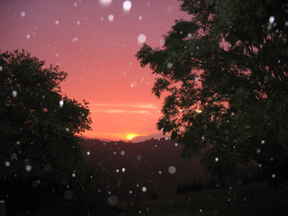 Sphere-light balls-entities orbs at the sunrise