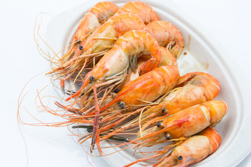 steaming shrimp on the plate