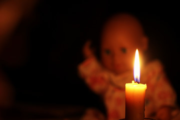 candle flame isolated on black