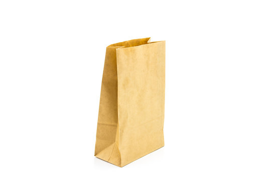 recycle brown paper bag on white background