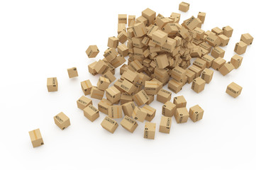 Cardboard boxes on white background 3d illustration