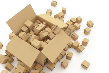Cardboard boxes on white background 3d illustration © tigger11th