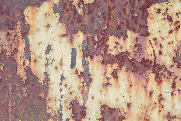 Rusty iron plate with shabby paint. Texture background.