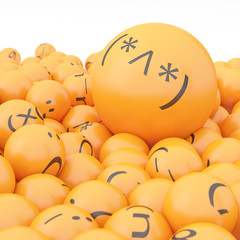 3d rendering background of emoticons