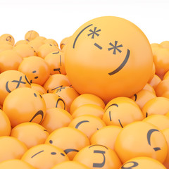 3d rendering background of emoticons