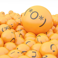 3d rendering background of emoticons
