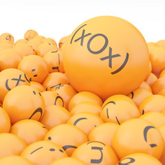 3d rendering background of emoticons