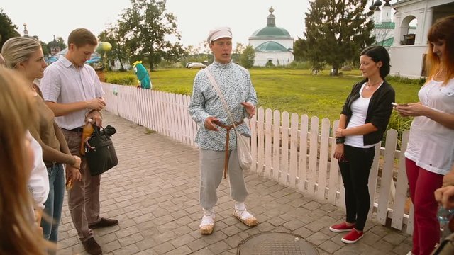 group of tourists with a guide