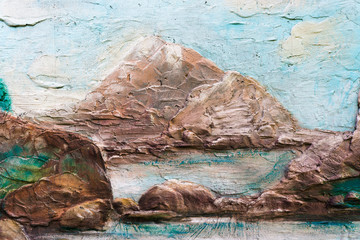 Background: A molding on a wall in the form of mountains