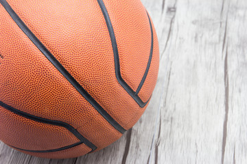 Basketball ball on wood background