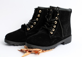 black female shoes on a white background