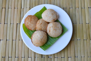 Thai sweetmeat grilled coconut cream hotcake called Kanom Krok